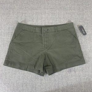 BCG Flat Front Chino Shorts Womens Size 14 Olive Night - Academy- Roughinit 4”